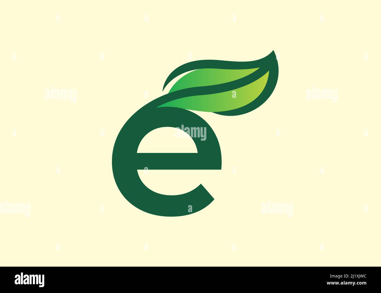 Green color of e initial letter with leaf design Stock Vector Image ...