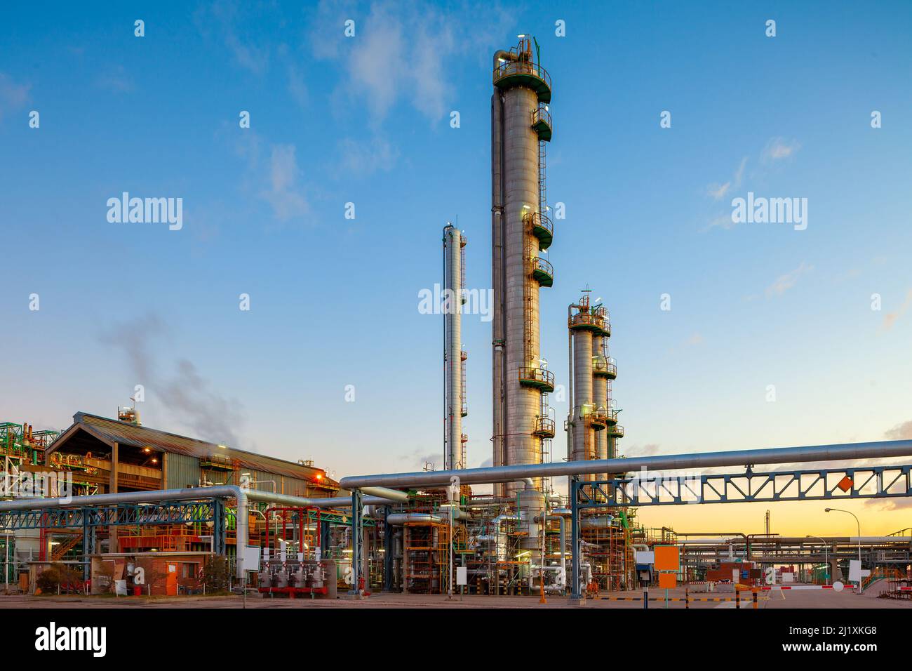 Pipelines in a  gas refinery plant. Stock Photo