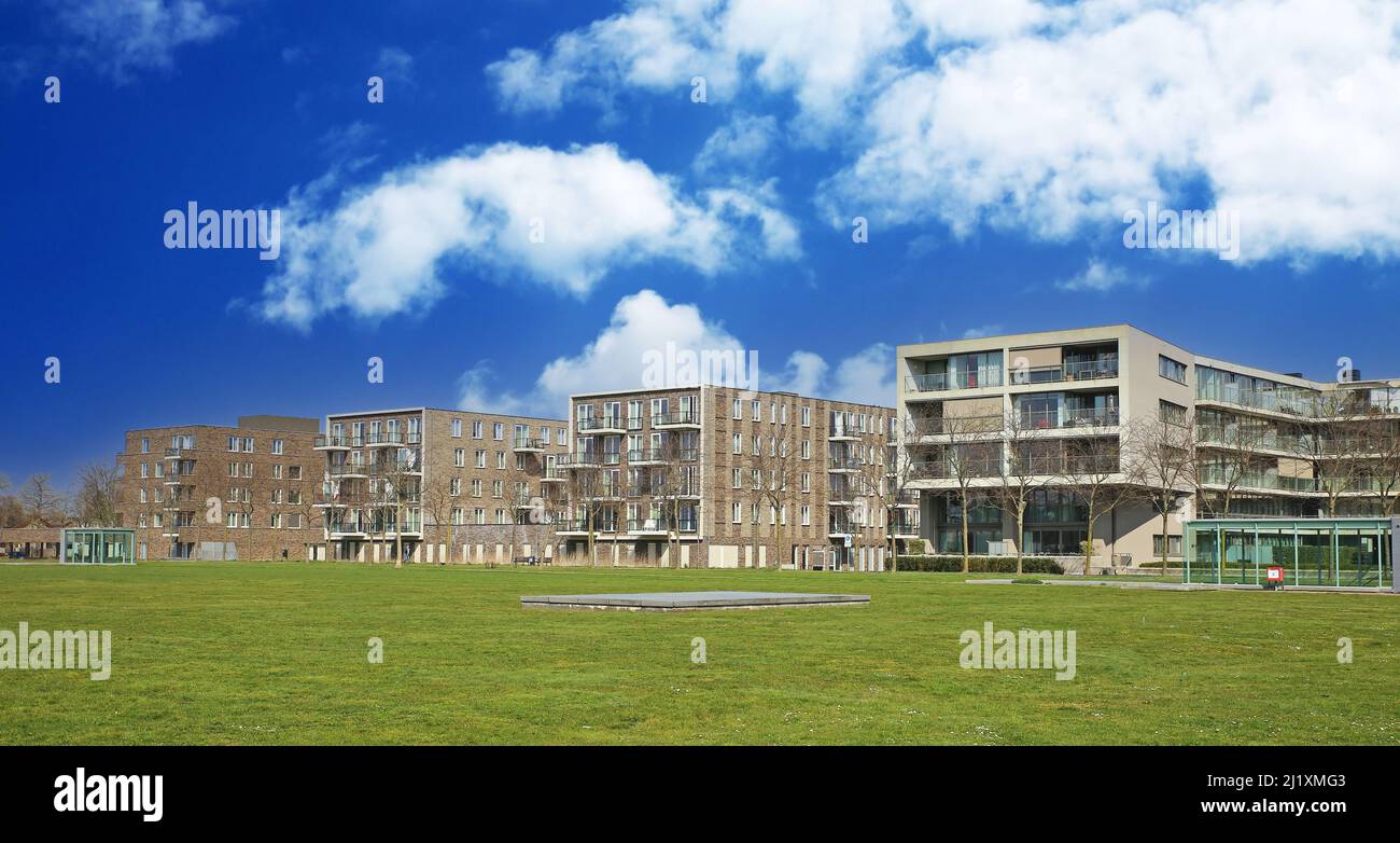 Sittard, Netherlands March 25. 2022 View over green grass lawn on