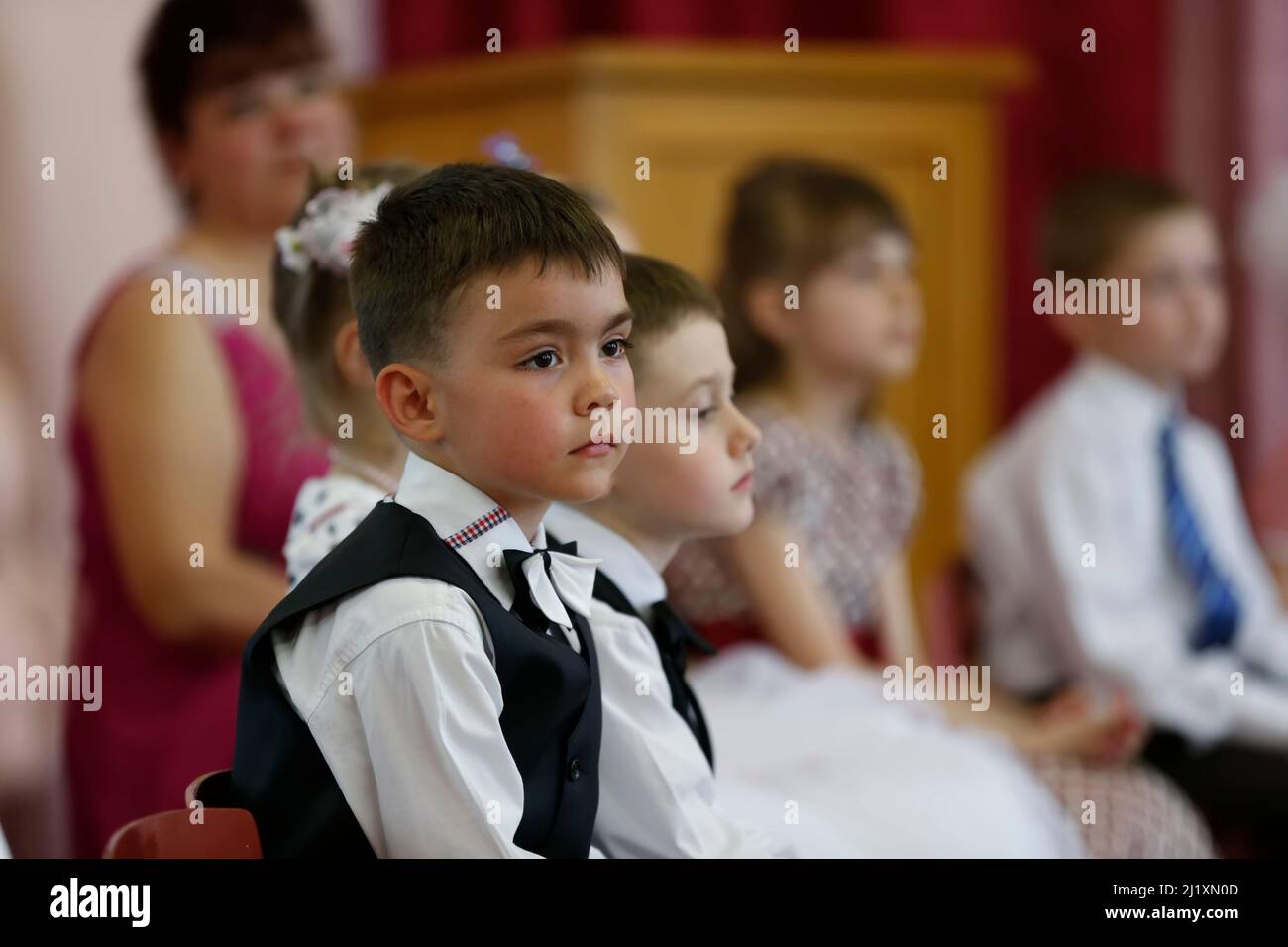 A group of children at a matinee in kindergarten. Stock Photo