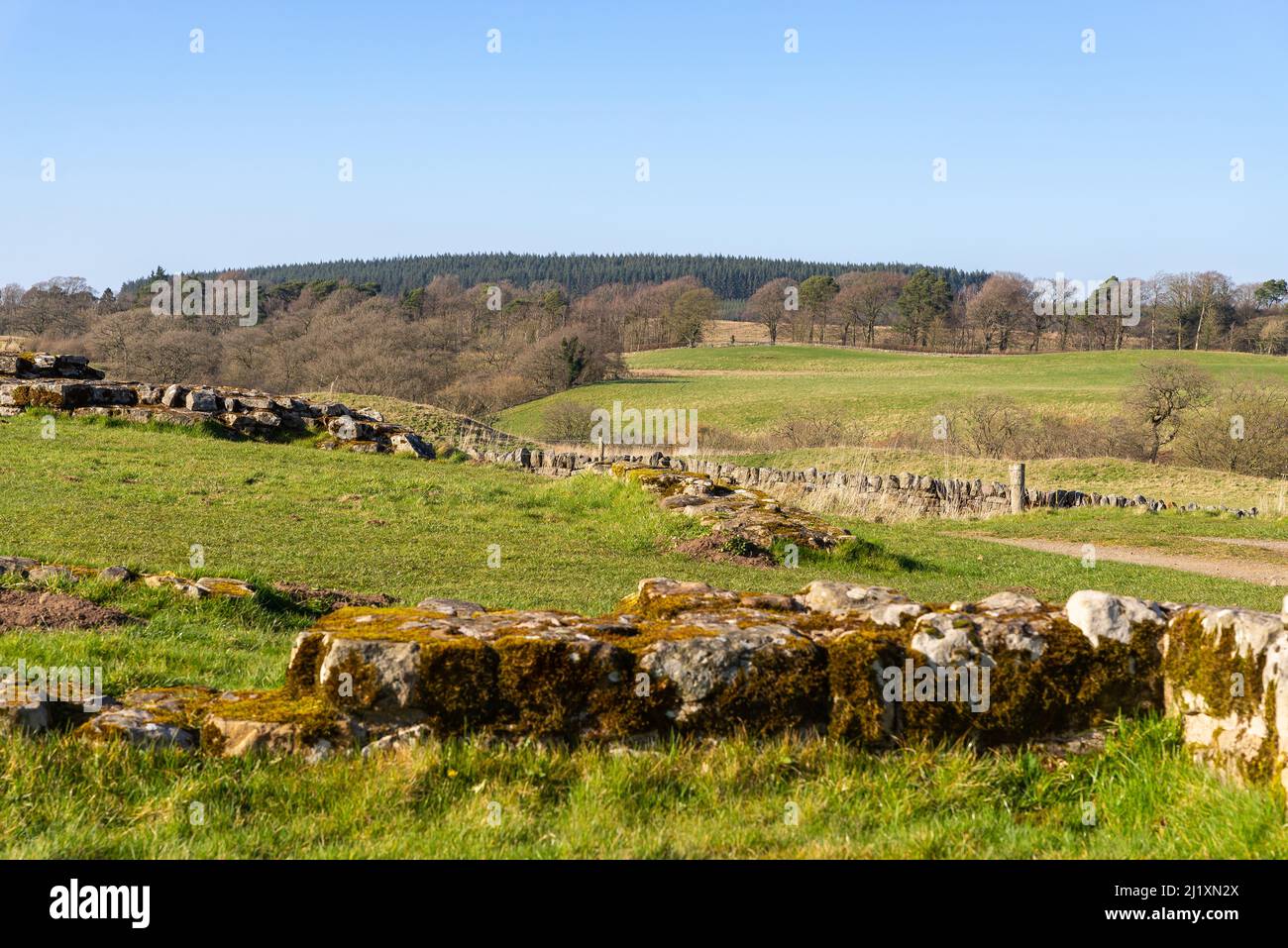 Ruins of Harrow's Scar, Milecastle 49 on Hadrian's Wall, in Northern
