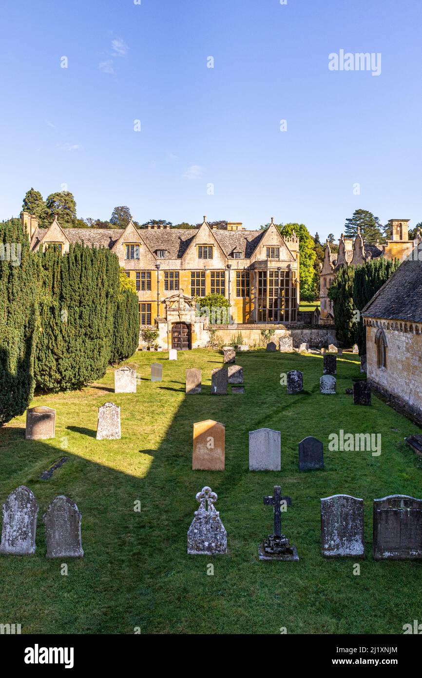 The Jacobean manor Stanway House in the Cotswold village of Stanway, Gloucestershire, England UK Stock Photo