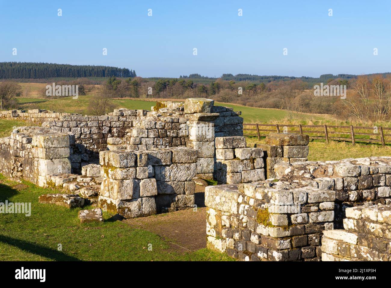 Ruins of Harrow's Scar, Milecastle 49 on Hadrian's Wall, in Northern ...