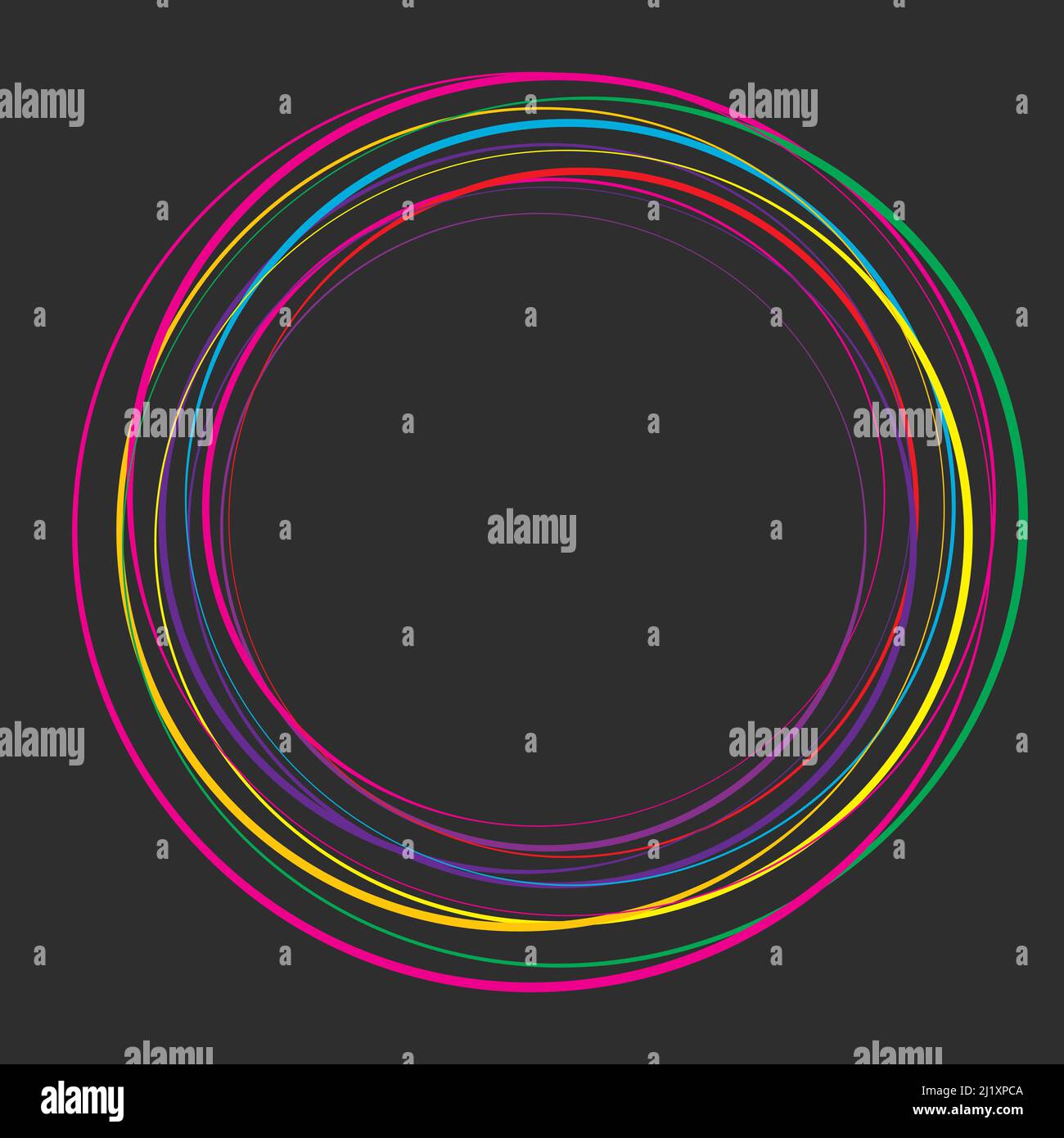 Random circles with hand drawn, free hand drawing effect. Concentric ...