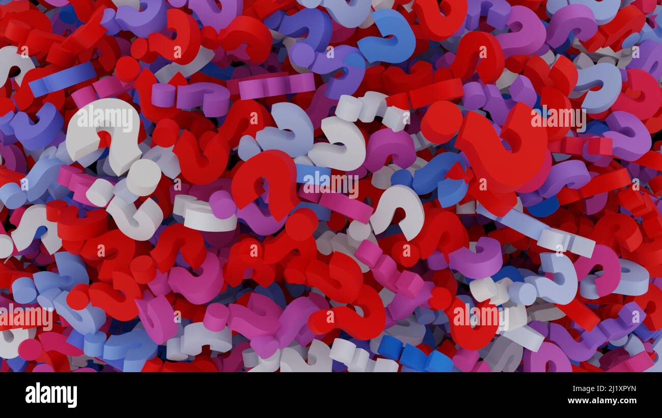 A top view of 3D render of colorful question marks Stock Photo - Alamy