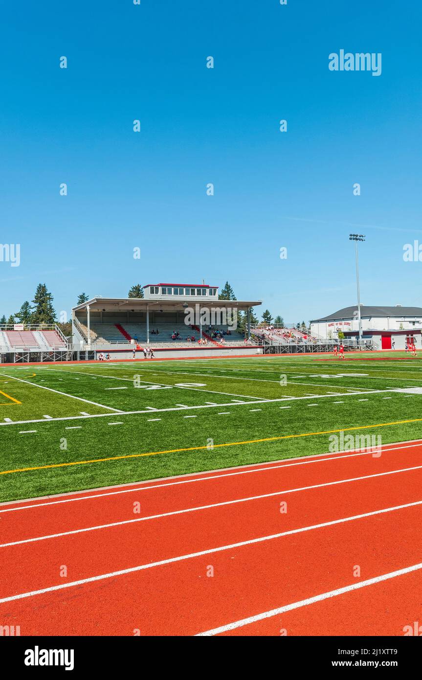 girls-soccer-at-david-douglas-high-school-track-and-football-field-in-portland-oregon-stock