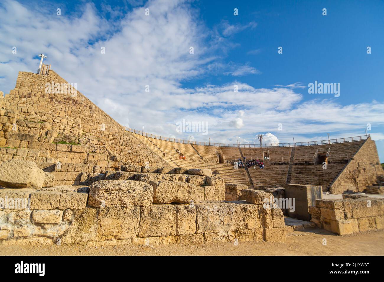 Medieval amphitheater built of stones. Stock Photo