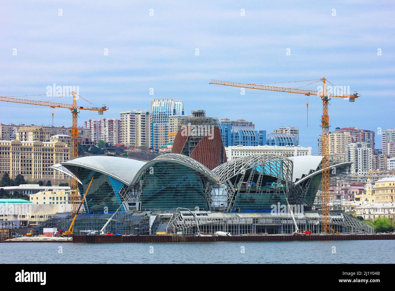 Baku. Azerbaijan. 04.15.2017. Marine center under construction on the boulevard. Stock Photo