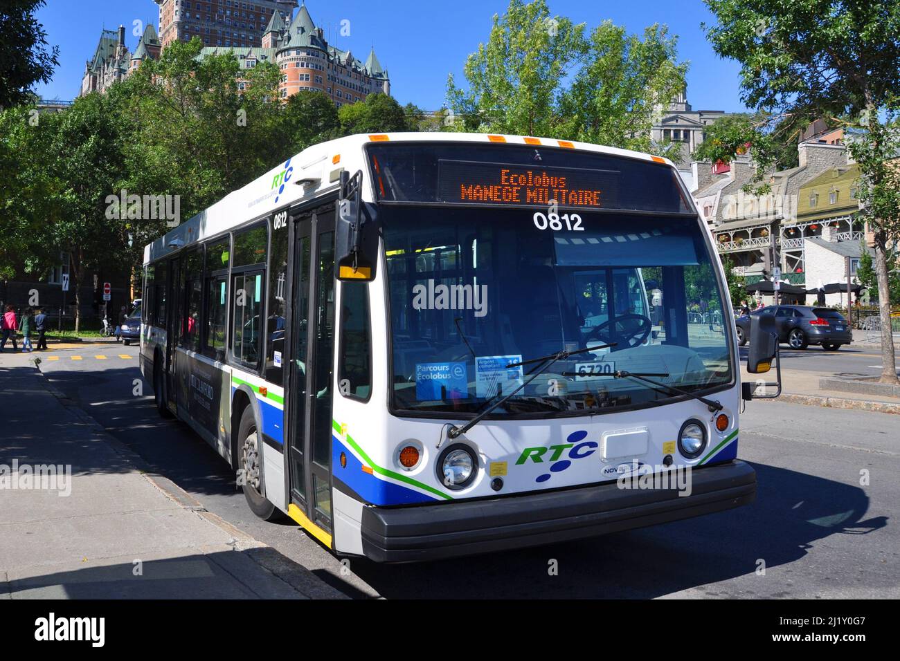 RTC Reseau de transport de la Capitale Express Bus in downtown Quebec ...