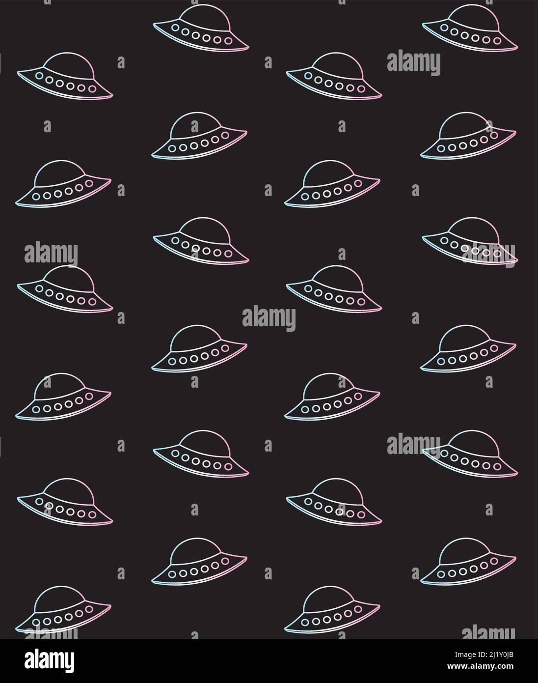 Vector seamless pattern of holographic outline alien ufo isolated on ...