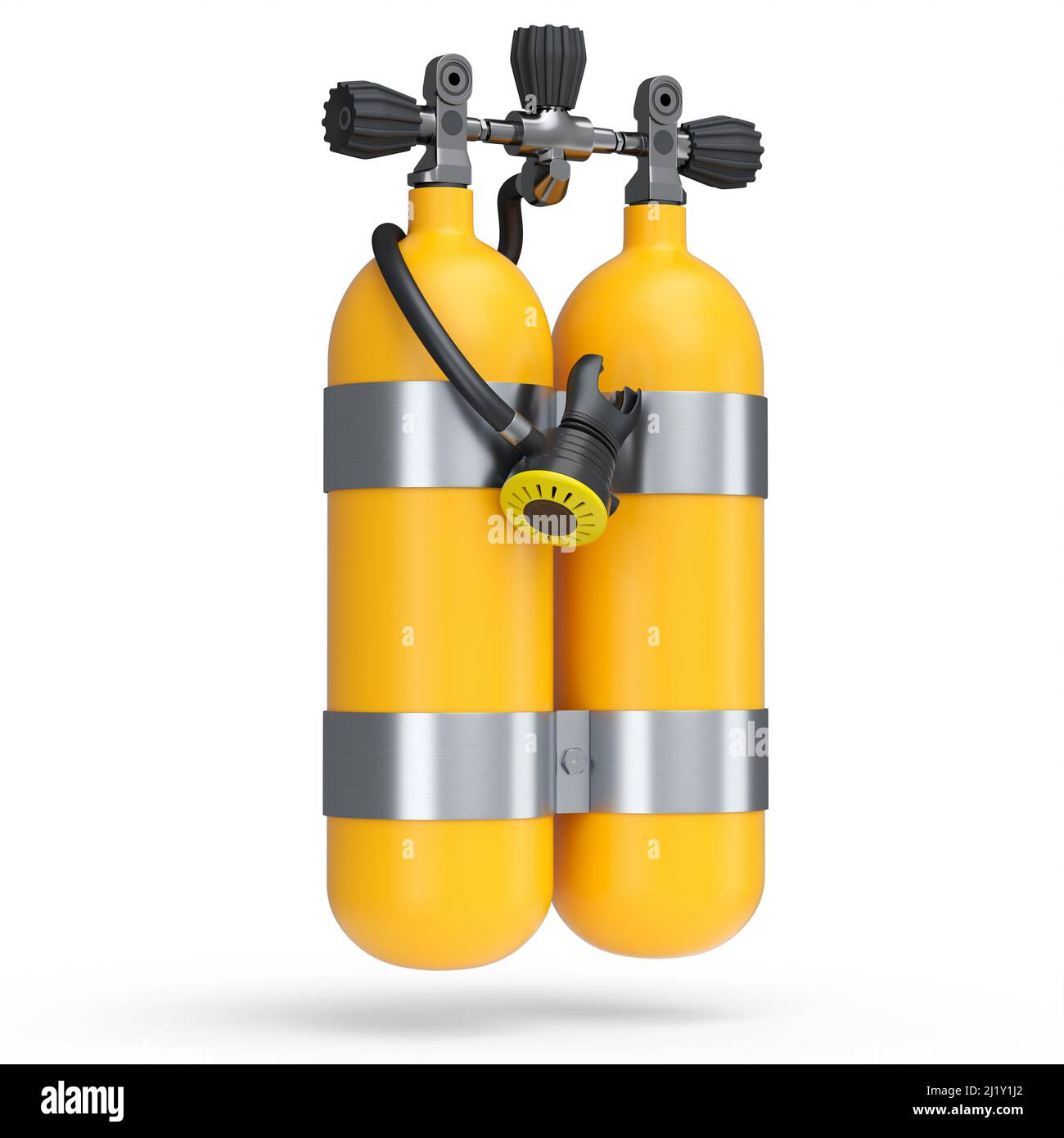 Orange diving tanks or balloons full oxygen for snorkeling isolated on