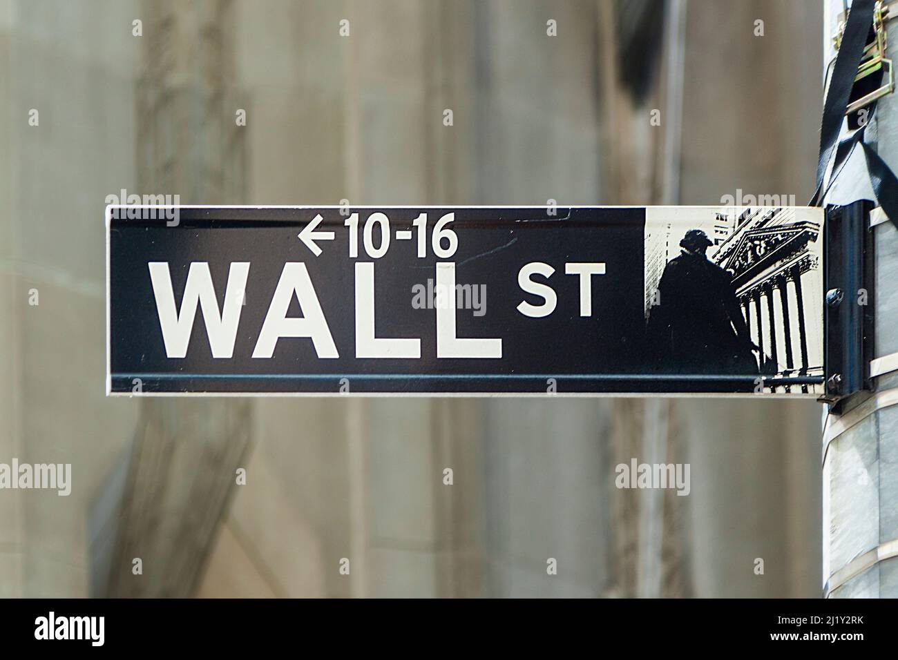 New York, USA - July 9, 2010:  wall street streetsign in New York. Stock Photo