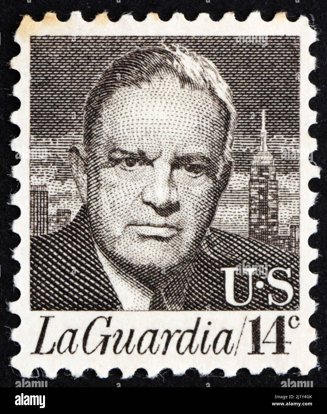 UNITED STATES OF AMERICA - CIRCA 1970: a stamp printed in the United States of America shows Fiorello H. LaGuardia, 99th Mayor of New York City, circa Stock Photo