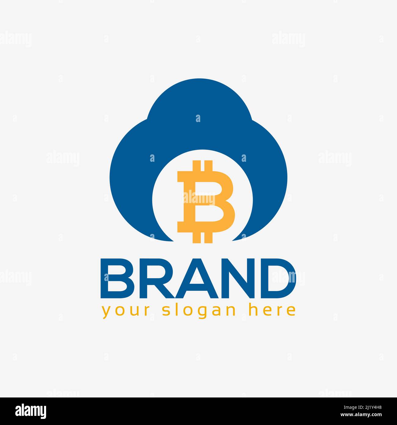 Cloud and Bitcoin logo vector. Flat design. Vector Illustration on white background. Stock Vector
