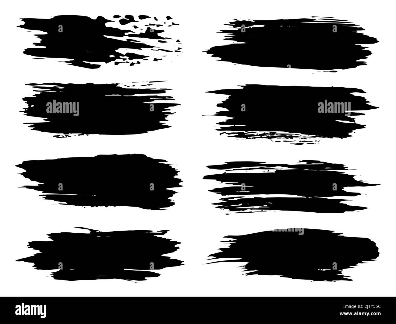 Collection of artistic grungy black paint hand made creative brush ...