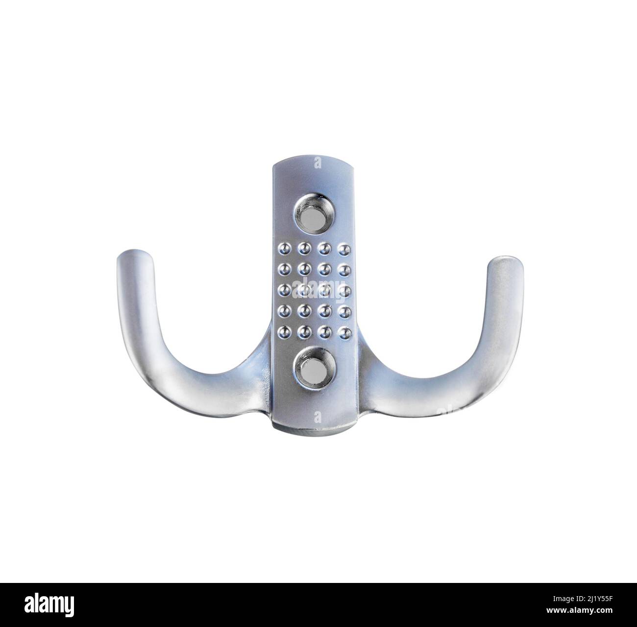 Metal hanger isolated on white, Clipping Path. Wall hook. Stock Photo