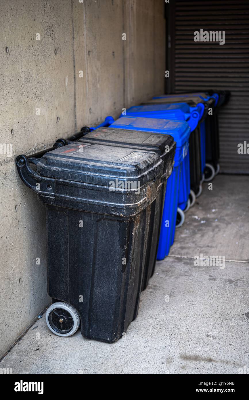 Trash Can Collection in a House Entrance Stock Photo Alamy