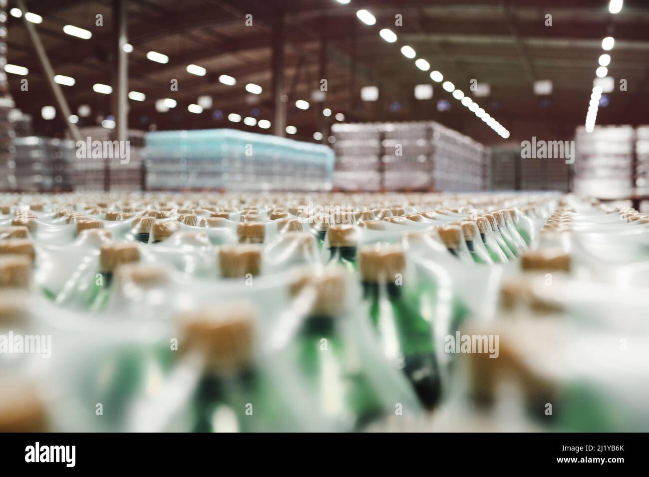 Food industrial warehouse for storage and storage of tetrapacks with drinks, water, beer in