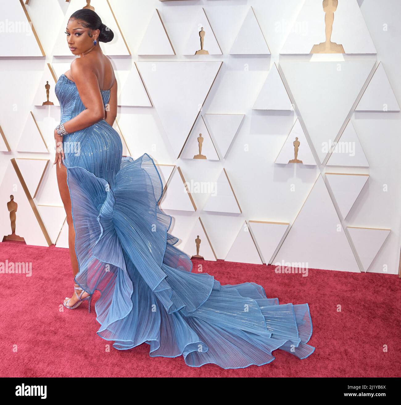 Megan Thee Stallion arriving on the red carpet of the 94th Oscars at
