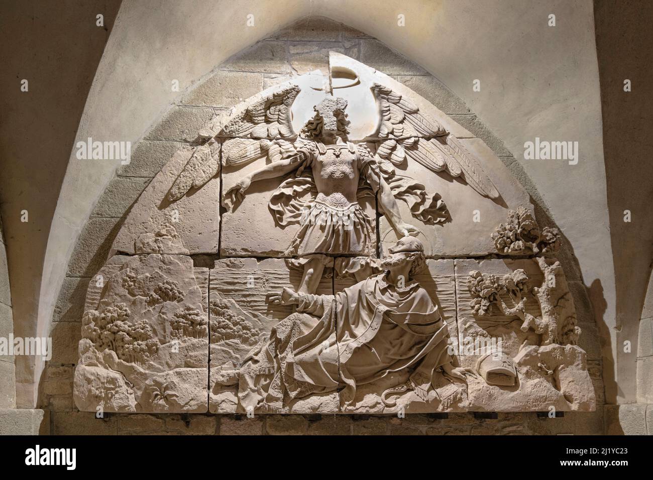Close-up of the statue of Archangel Michael at Mont Saint Michel Stock ...
