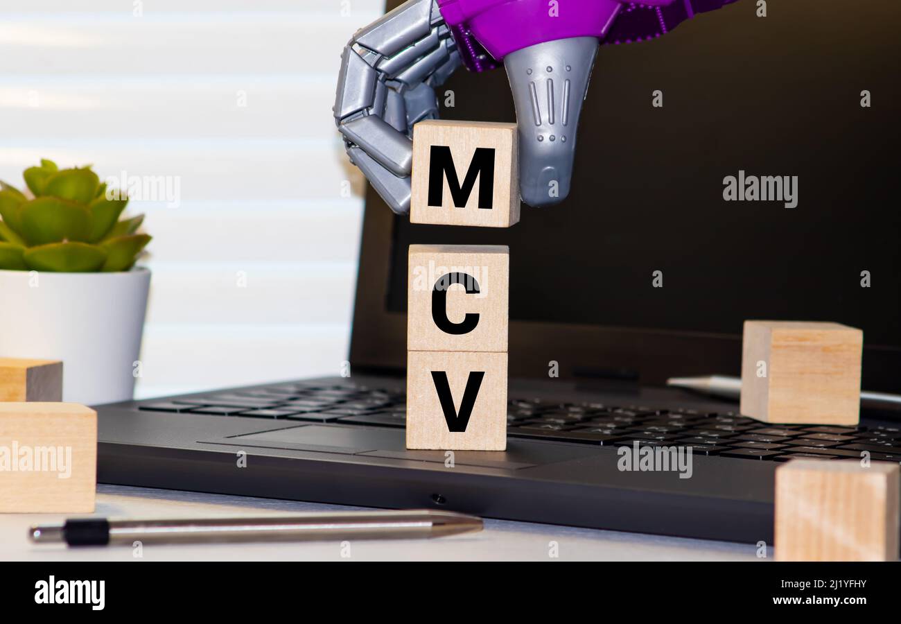 MCV Mean Corpuscular Volume Acronym Concept Background Stock Photo 