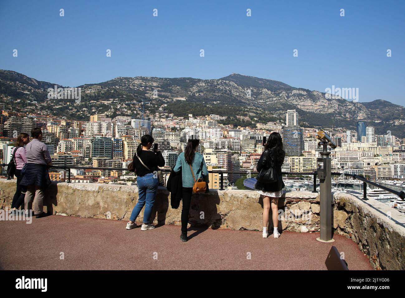 Monte-Carlo, Monaco. 28 Mar 2022 - Tourist view the Marina and buildings in Monte-Carlo on a sunny and warm day. Credit Dinendra Haria /Alamy Live News Stock Photo