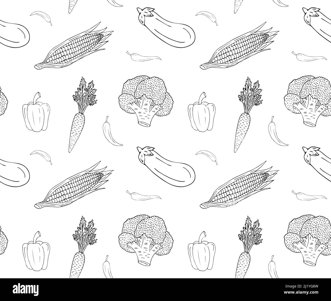 Vector seamless pattern of hand drawn vegetable Stock Vector Image ...