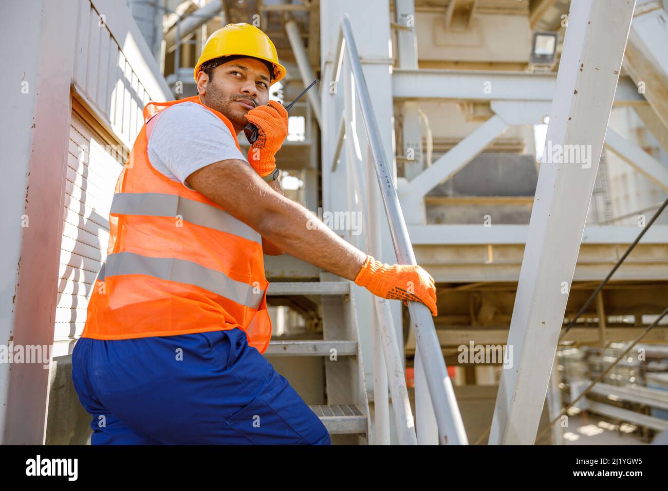 Young foreman working hard at building industry Stock Photo