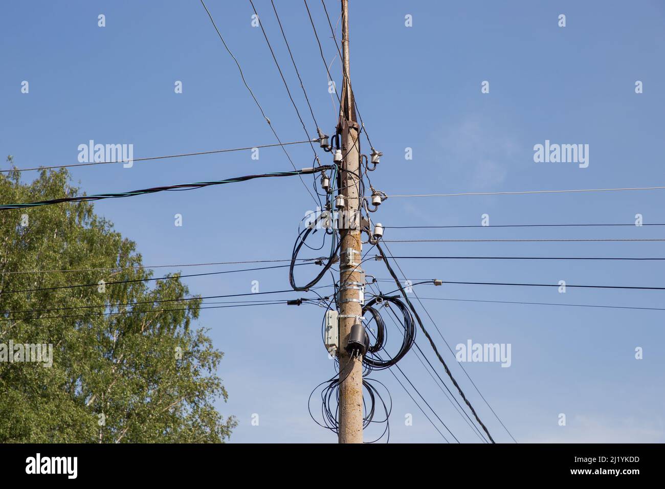 Electricity and lighting. Power line pylon in the countryside Stock ...