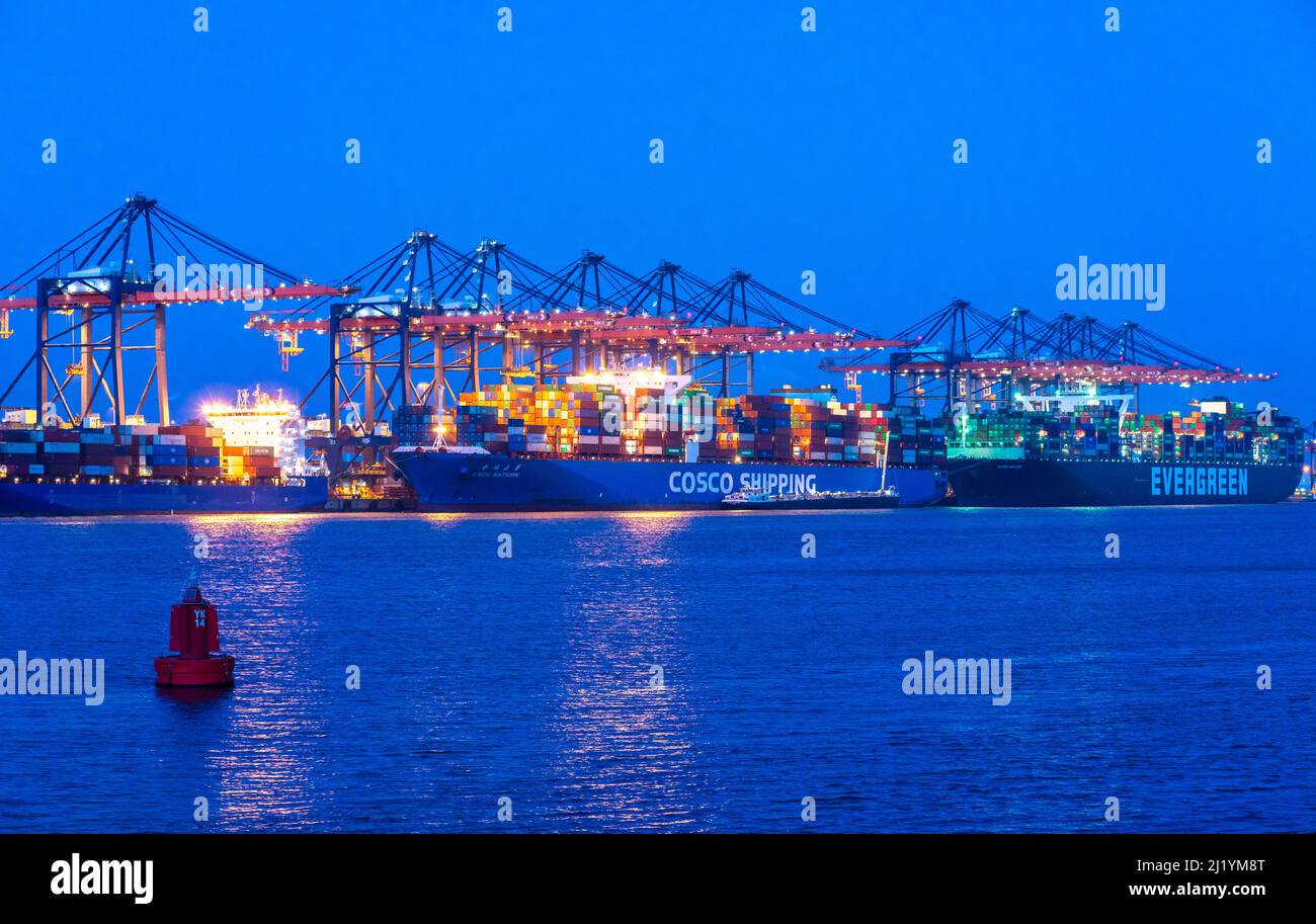 Euromax Container Terminal, Container Frachter, im Seehafen von Rotterdam, Niederlande, Tiefseehafen Maasvlakte 2, auf einer künstlich angelegten Land Stock Photo
