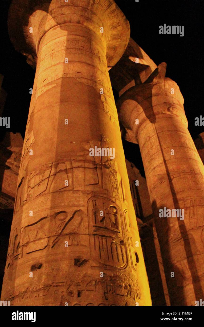 Karnak temple illuminated at night Stock Photo - Alamy