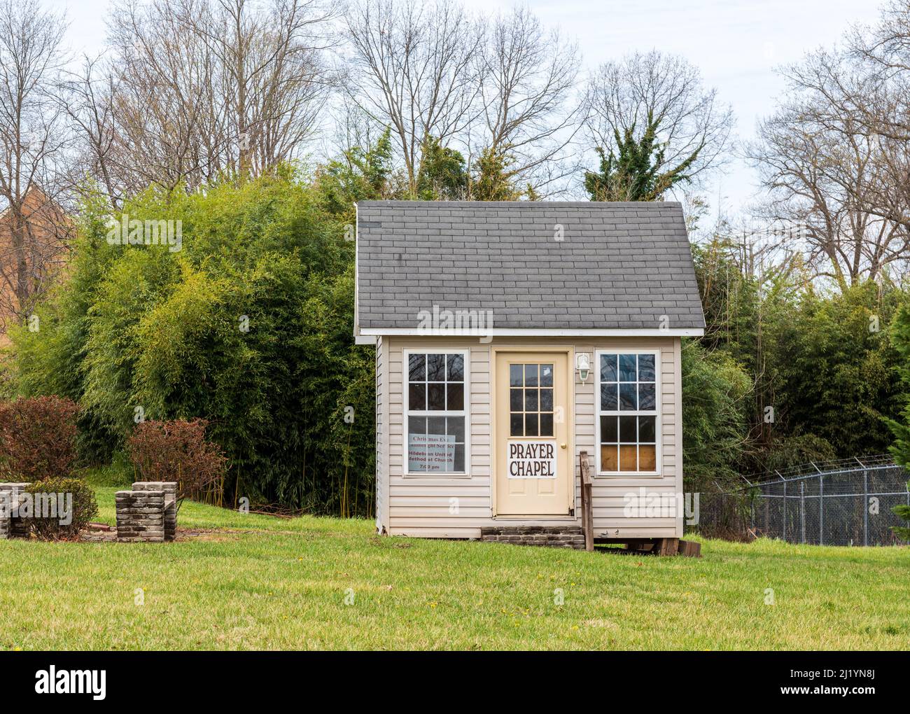 HILDEBRAN, NC, USA24 MARCH 2022 Small prayer chapel on town property