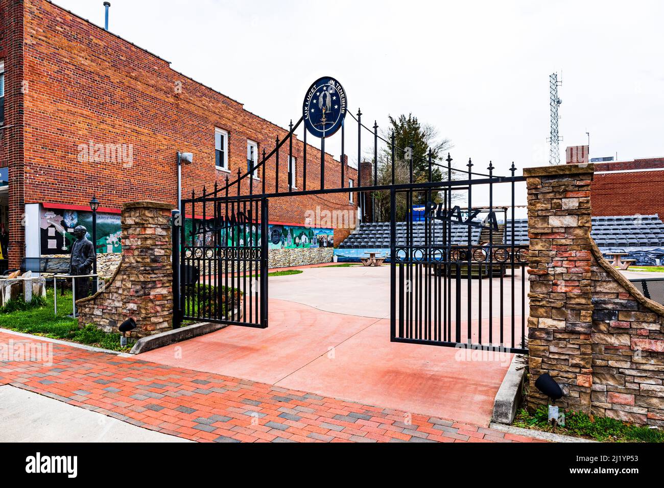 VALDESE, NC, USA24 MARCH 2022 A small park called "Jacumin Plaza