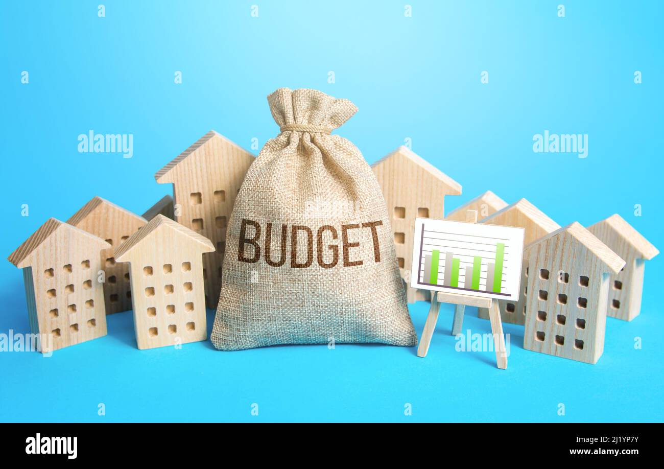 Picture of Money bag budget and real estate. Municipality budget of community ...