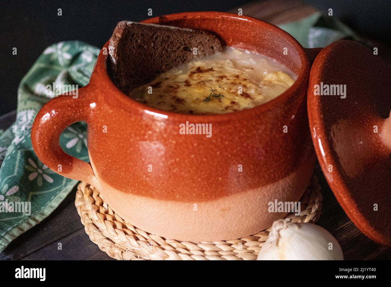 French Onion Soup on the table Stock Photo