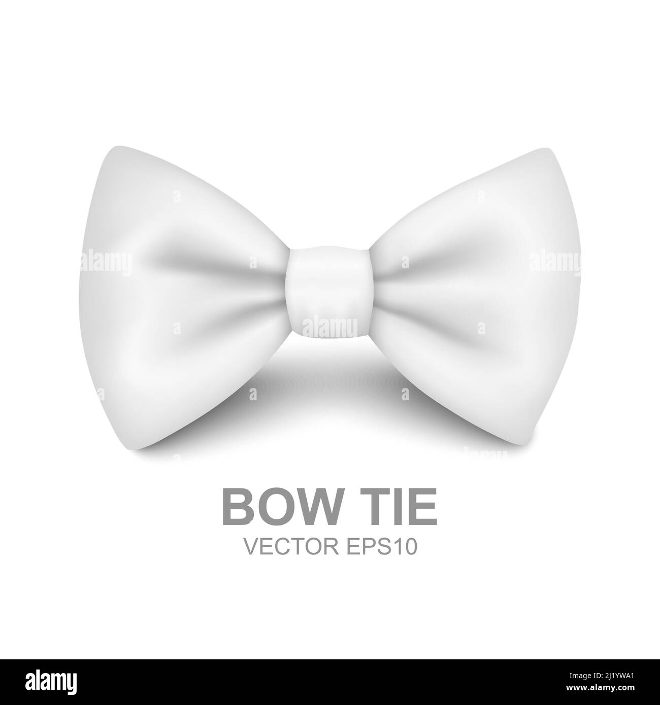 Vector 3d Realistic White Bow Tie Icon Closeup Isolated on White ...
