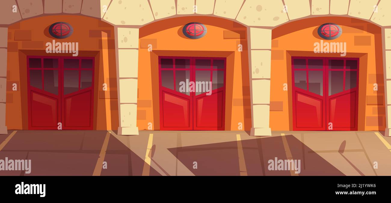 Fire station garage doors with signaling, gates box for truck