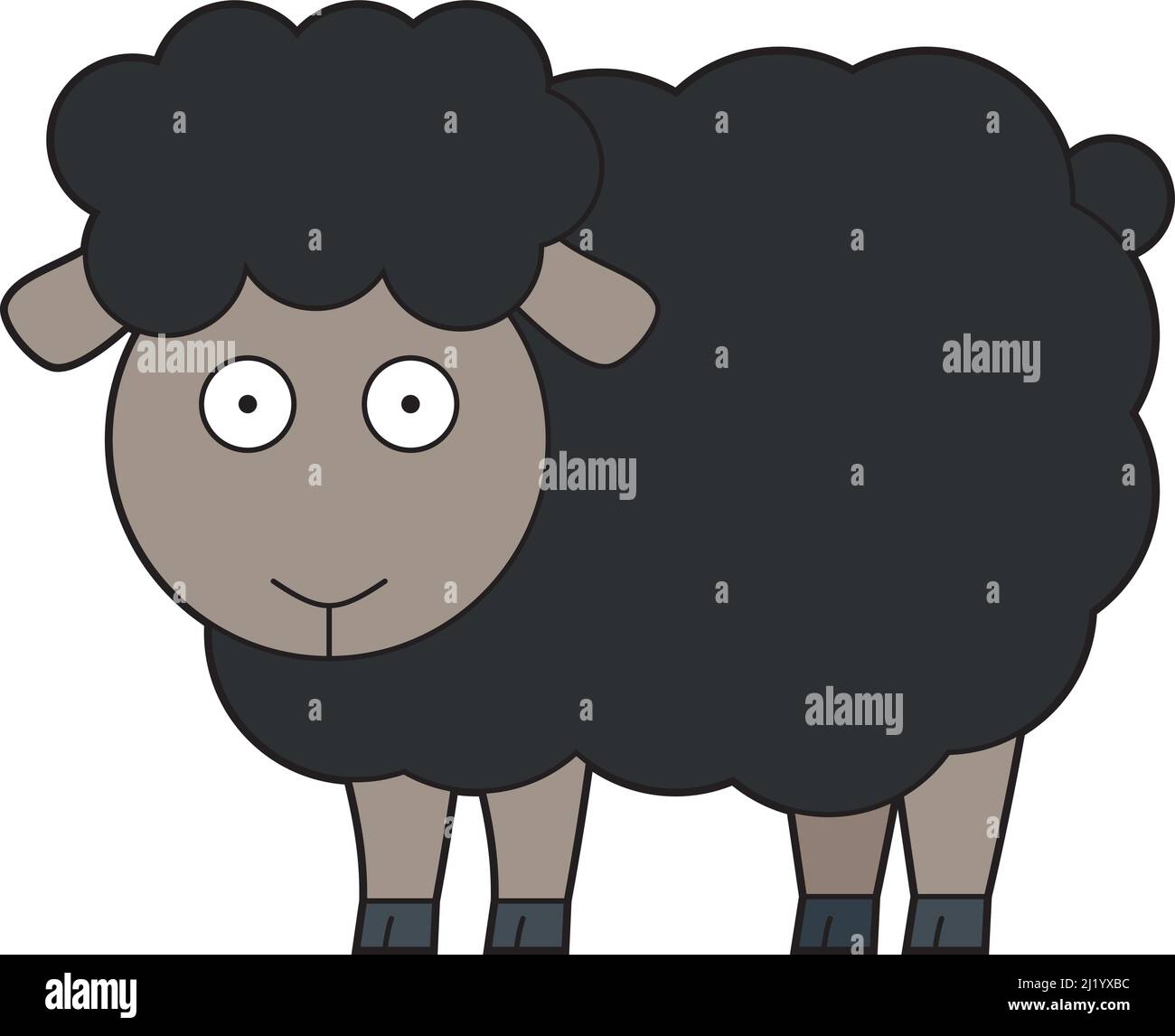 Cute cartoon vector illustration of a black sheep Stock Vector