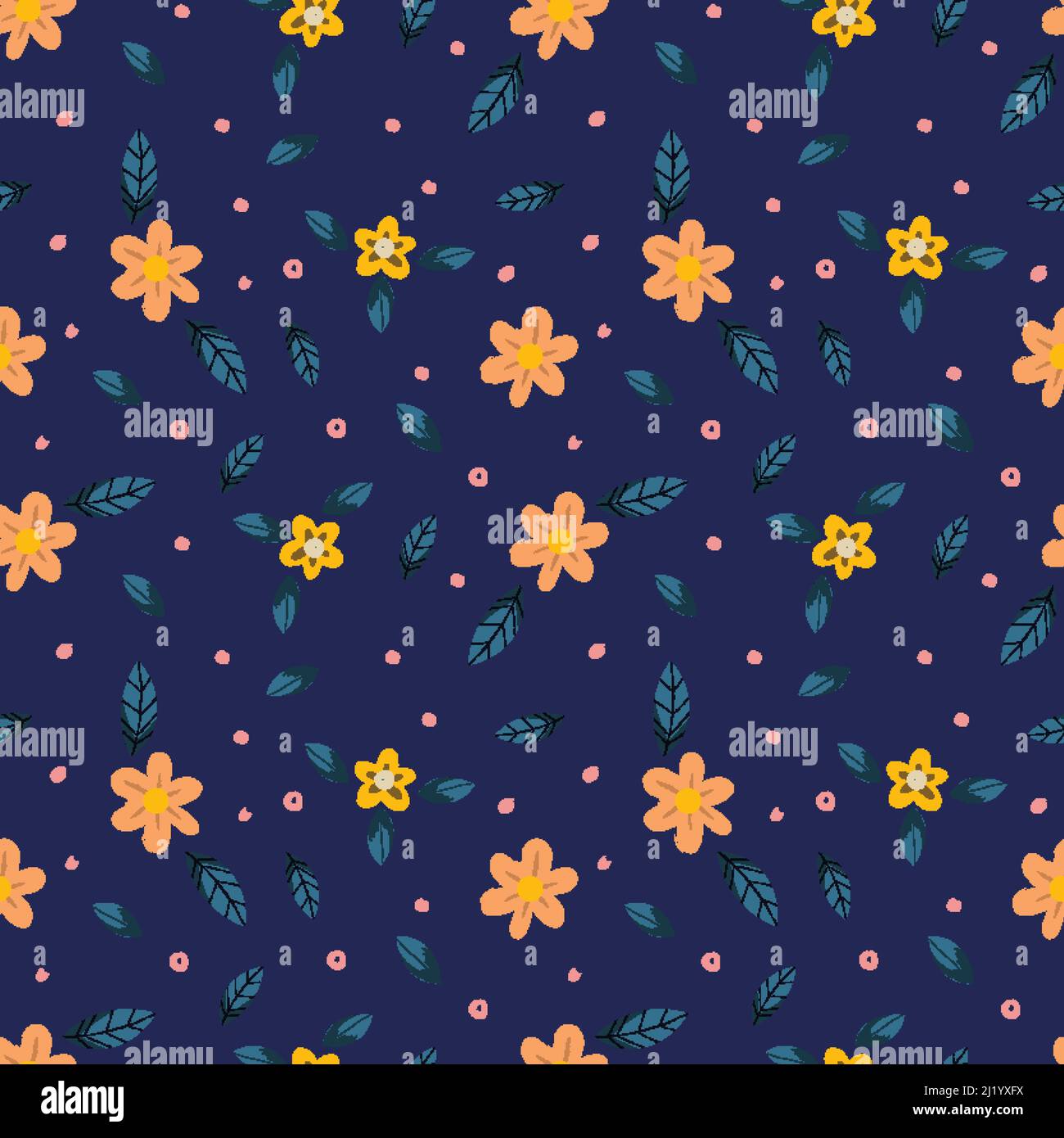 Hand drawn floral flower pattern. Vector illustration Stock Vector