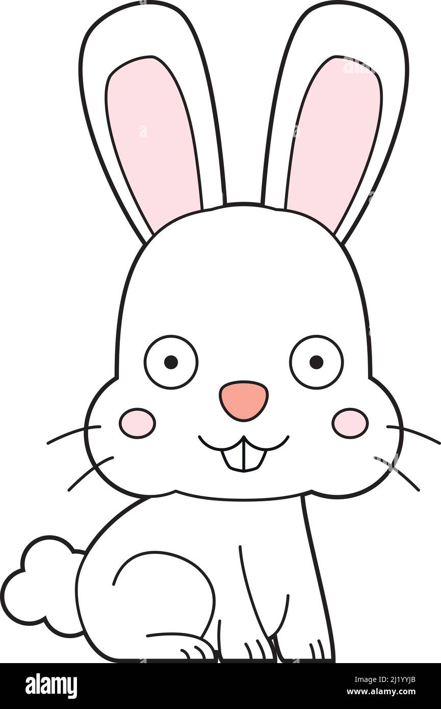 Cute cartoon vector illustration of a white rabbit Stock Vector Image ...