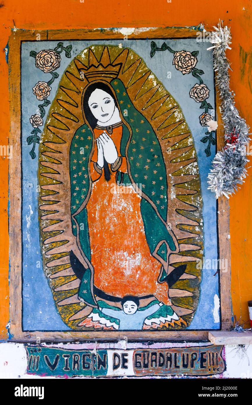 Our Lady of Guadalupe drawing, Uayma, Yucatan, Mexico Stock Photo Alamy