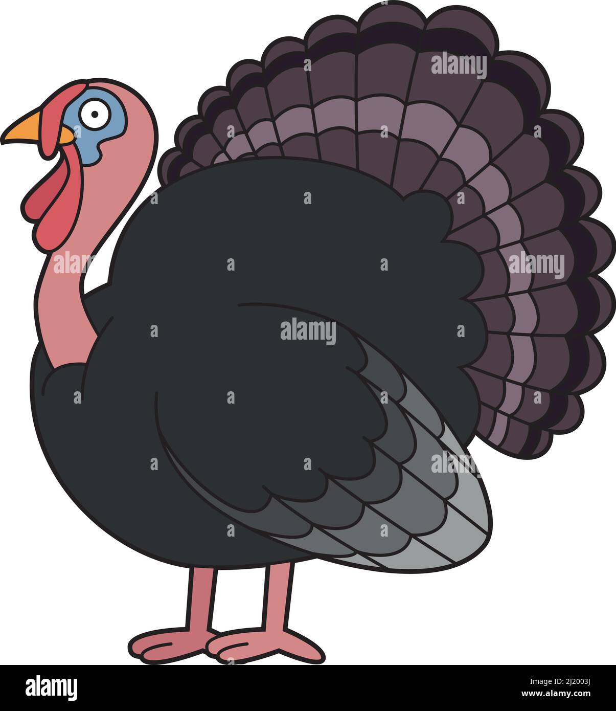 Cute cartoon vector illustration of a turkey Stock Vector
