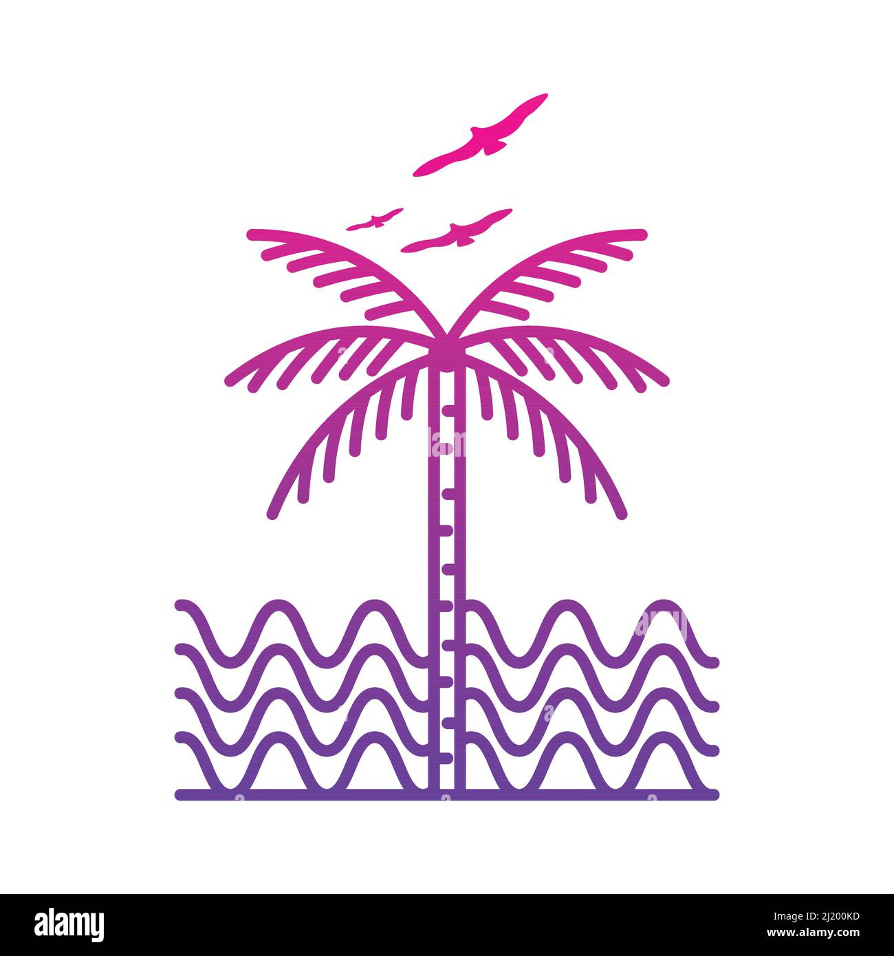 Ocean and beach panoramic landscape. Summer time design artwork ...