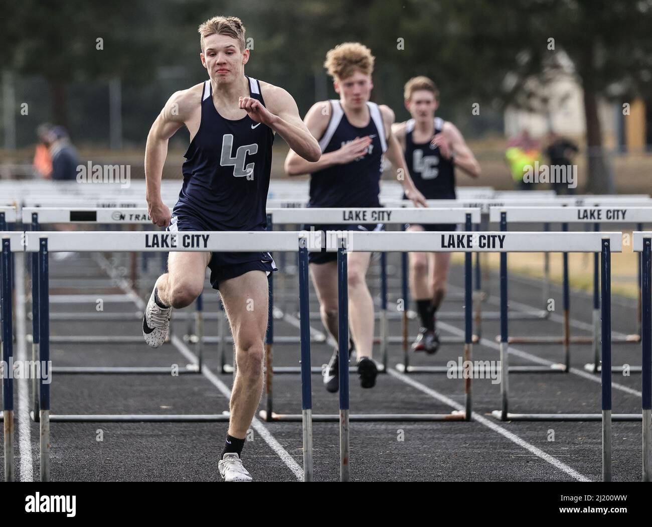 Track and Field action with Lake City vs Sandpoint High School in Coeur