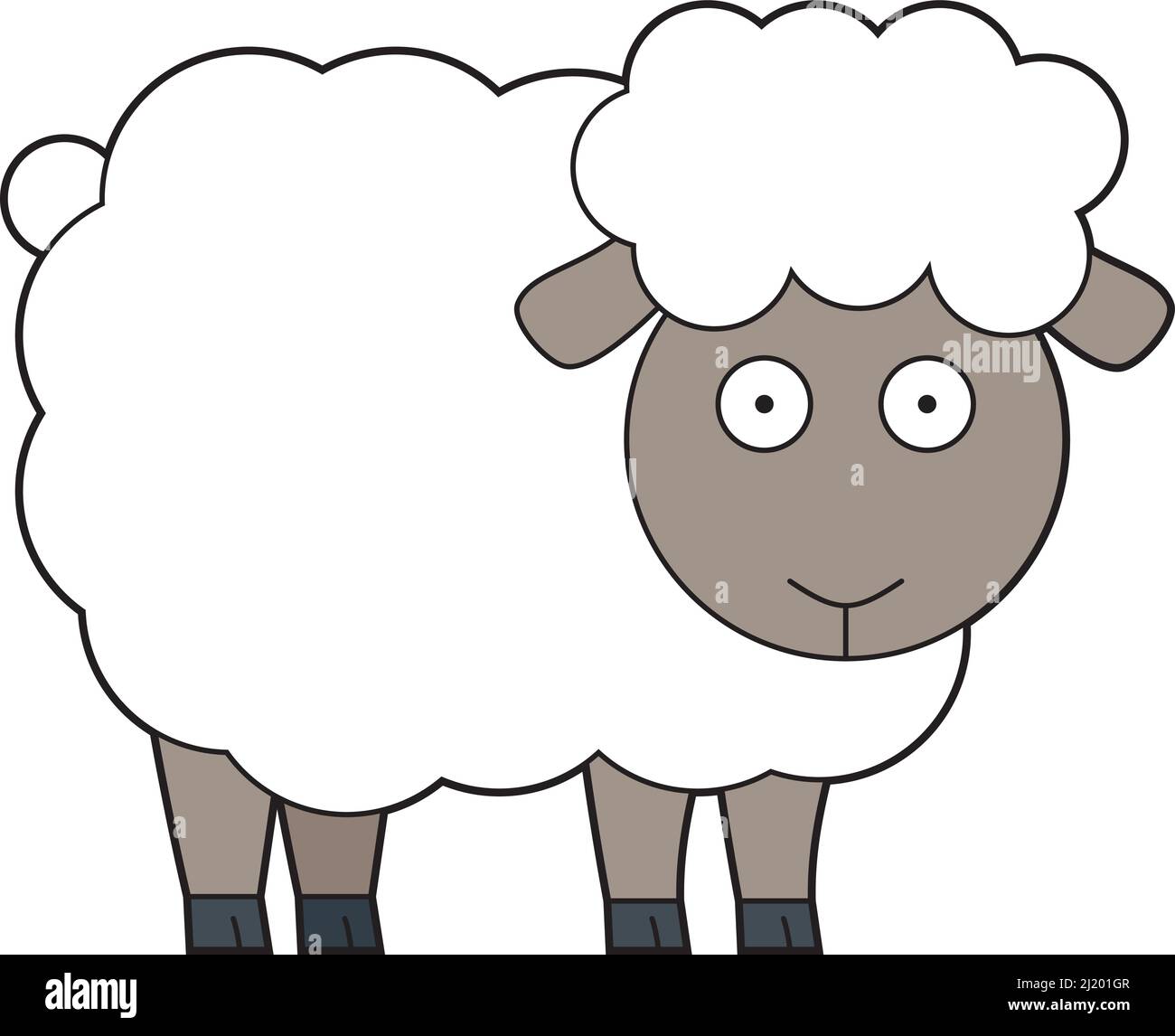 Cute cartoon vector illustration of a white sheep Stock Vector