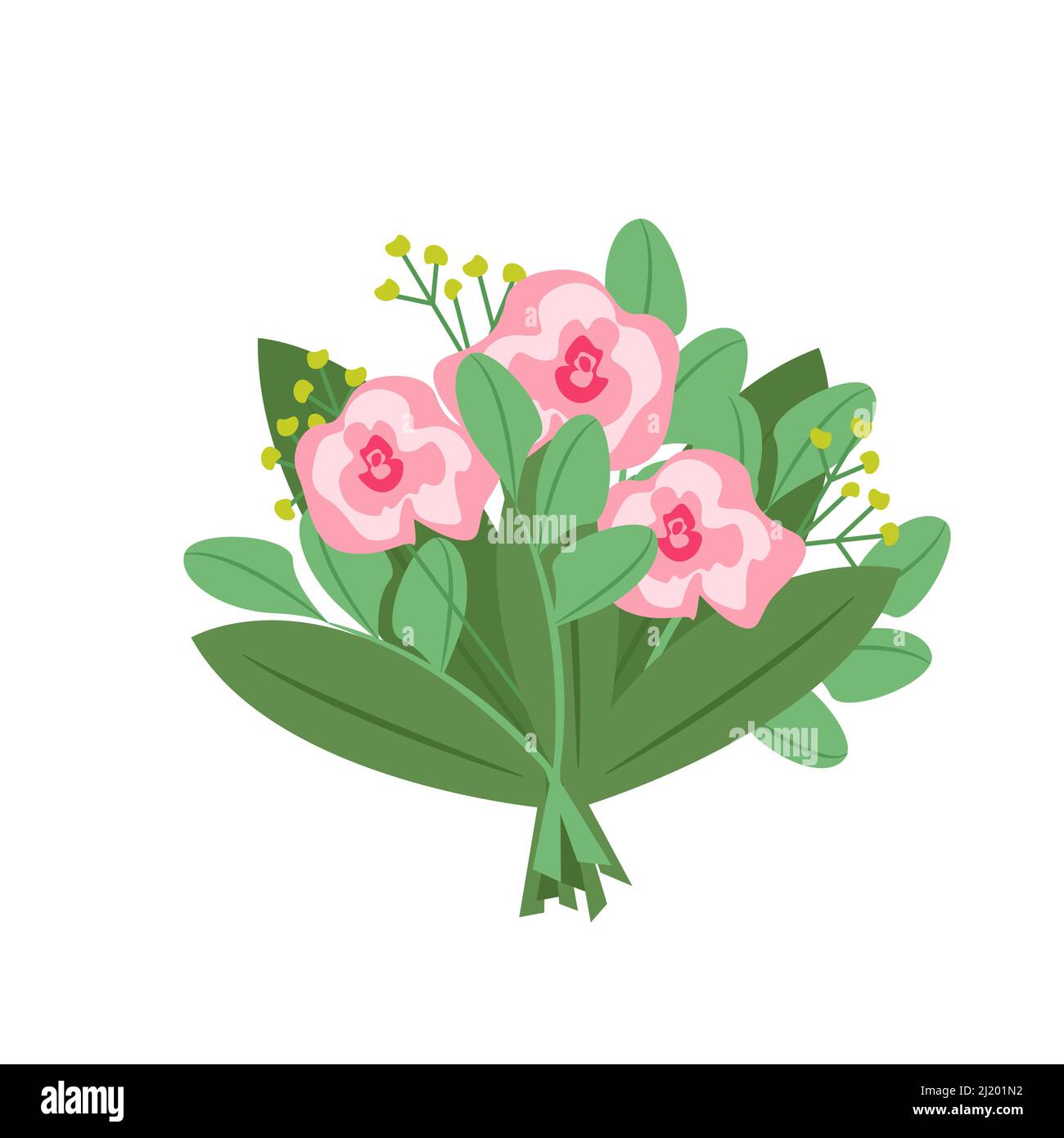 Bouquet of different flowers, roses, Gypsophila, Caryophyllaceae ...