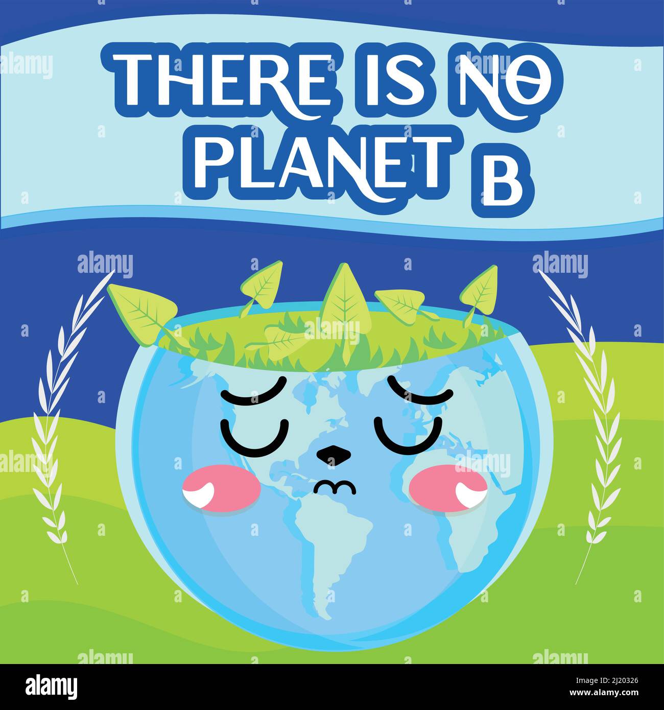 Sad Planet Earth Cartoon With Trees Earth Day There Is No Plan B Vector ...