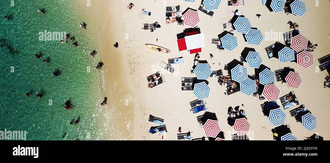 THE LAST TOURIST, aerial drone image of Montego Bay Beach, Jamaica