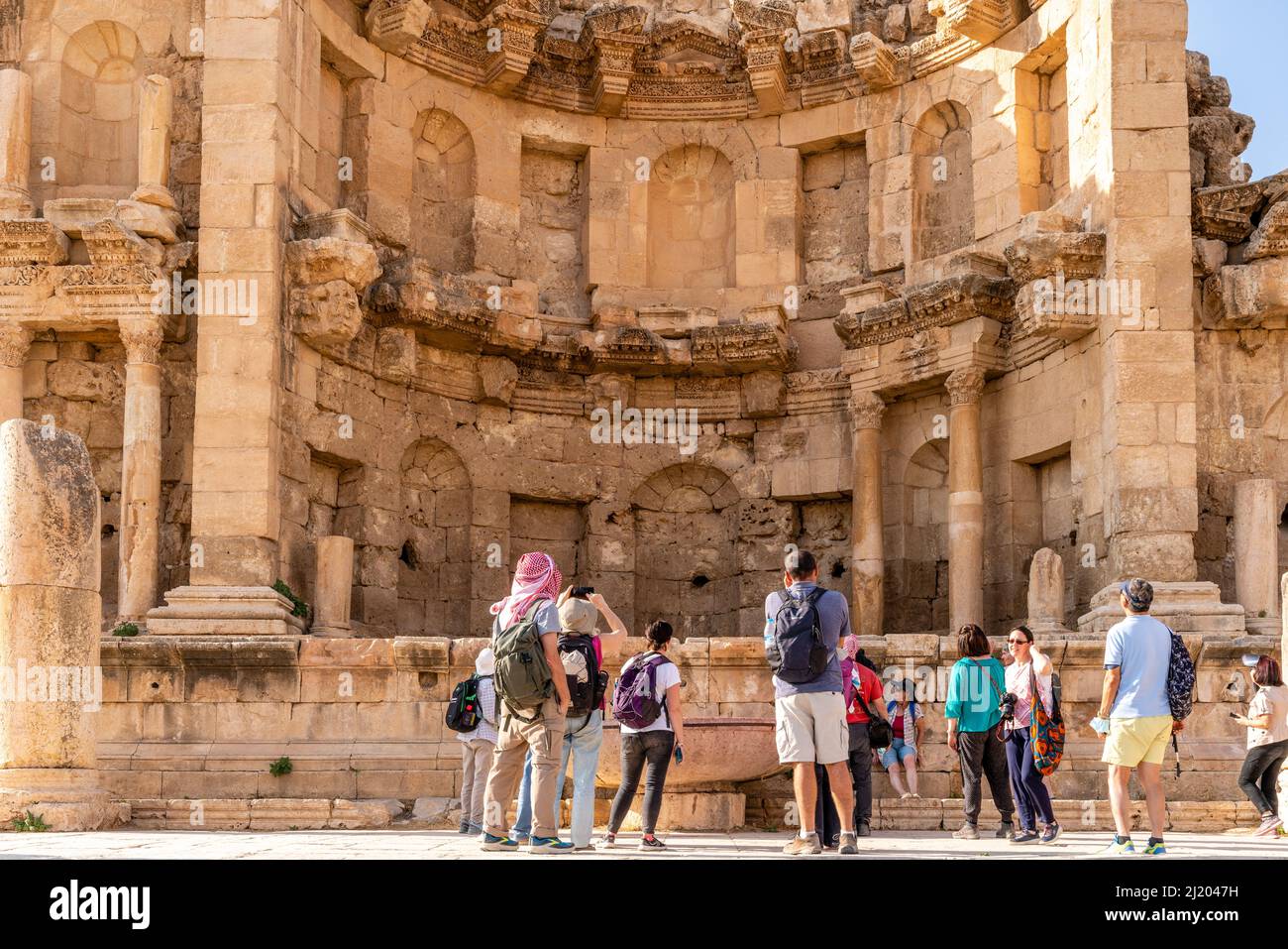 The Nymphaeum At The Roman Ruins Of Jerash, Jerash, Jordan. Stock Photo