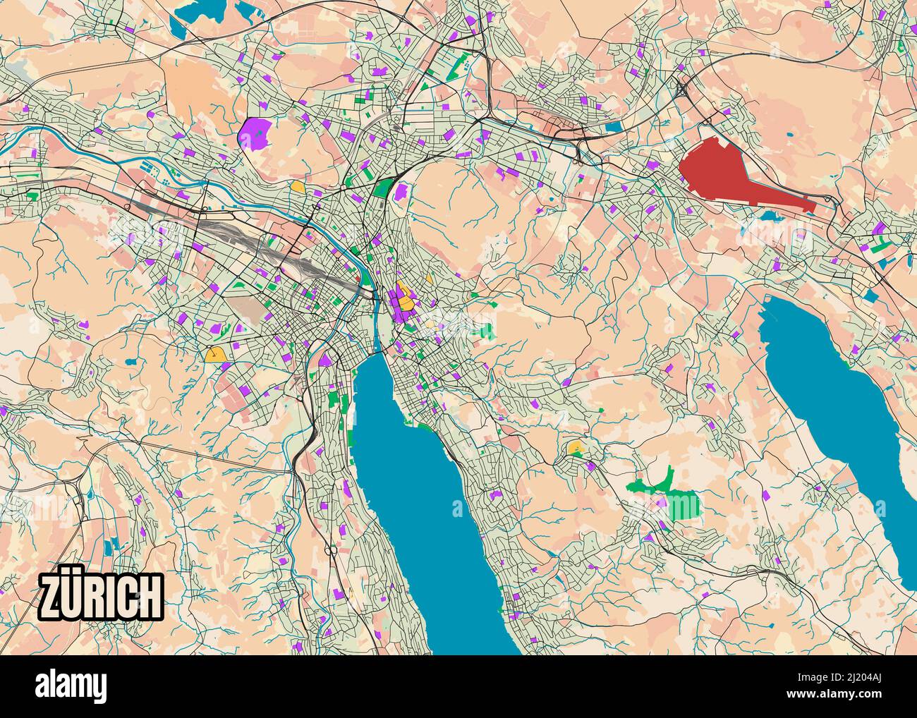 Open Street Map Switzerland City Map Zurich, Switzerland Data From Openstreetmap Stock Photo - Alamy